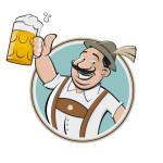 funny bavarian man drinking beer